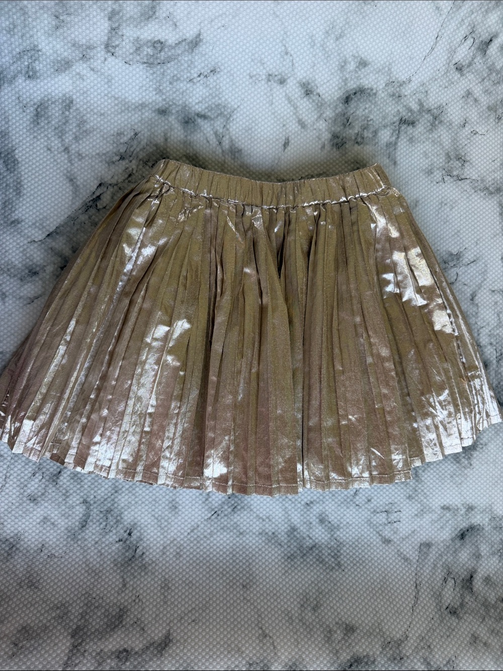 Mini Boden Metallic Gold Pleated Skirt